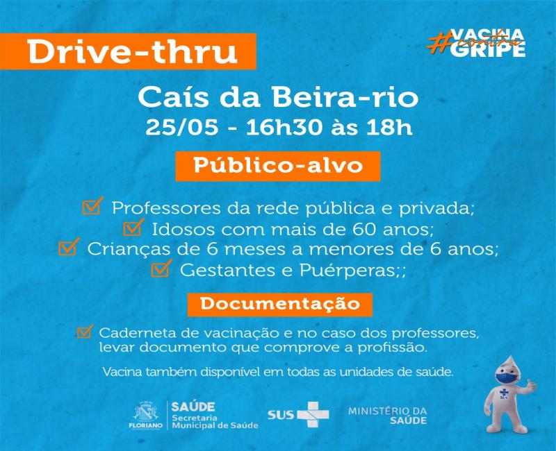 Drive thru de vacinação contra gripe acontece nesta terça