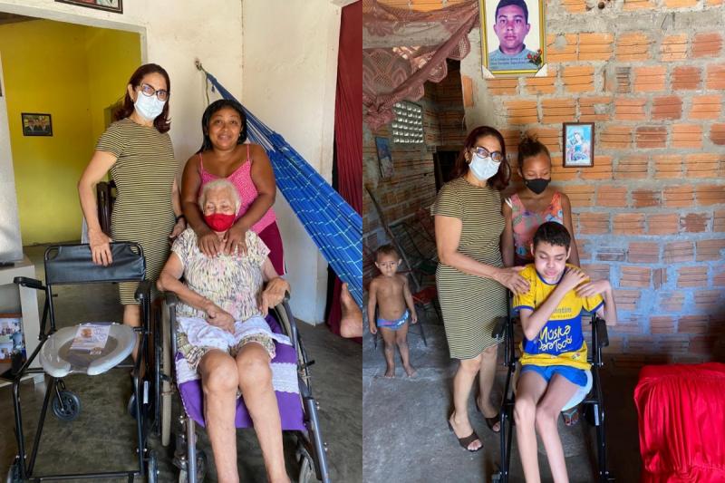 Secretária de Saúde Ana Mota na entrega de cadeiras de roda na zona rural