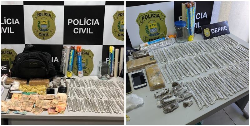 Charutos de maconha apreendidos na casa do dono de lava jato em Teresina — Foto: Ravi Marques/TV Clube