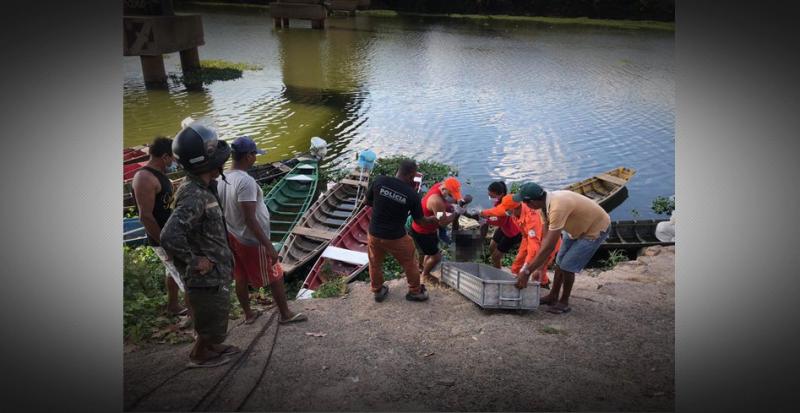 Corpo é encontrado às margens do rio Poti na zona Norte de Teresina (Foto: Matheus Oliveira/ Portal MN)