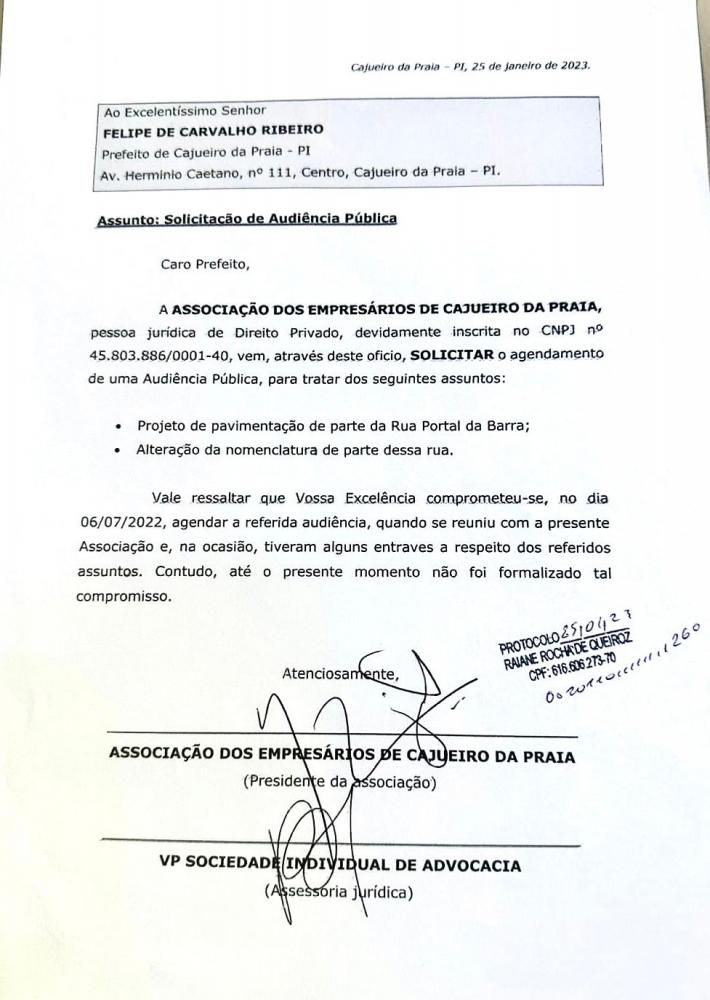 Requerimento para realização de Audiência Pública 