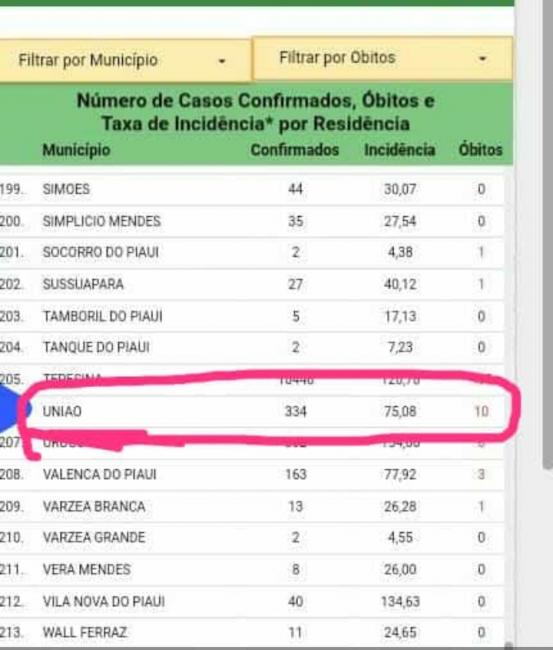 Print do boletim da sesapi 