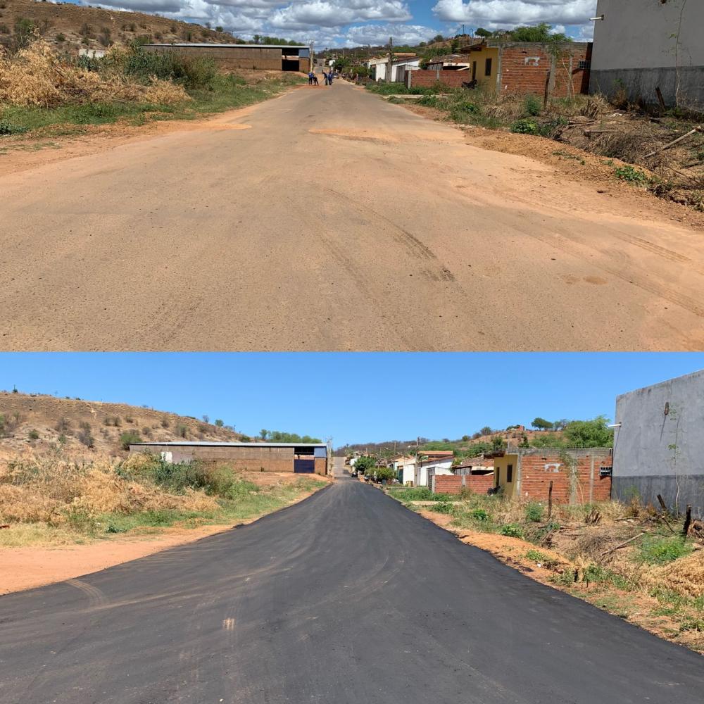 Antes e depois das ruas do bairro Conduru (Foto: Júnior Sousa)
