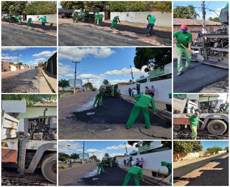 Ruas sendo pavimentadas com asfaltos 