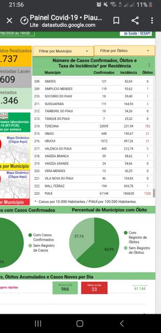Print do boletim da sesapi 