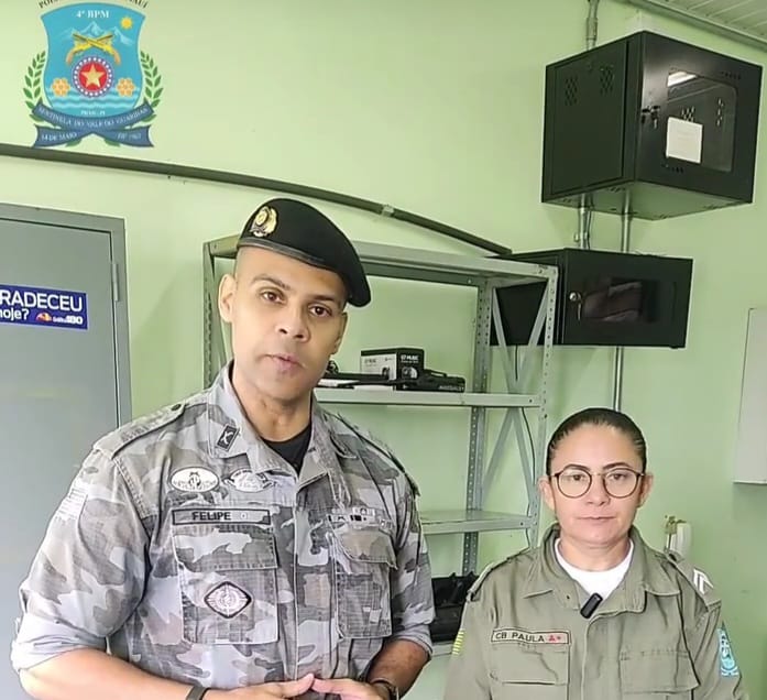 Tenente-coronel Felipe e Cabo Paula (Foto: Reprodução)
