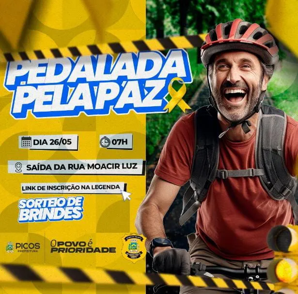 Banner para o Instagram, convite à população para a 2º Pedalada da Paz (Foto: CCOM)