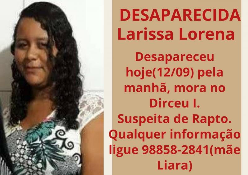 Adolescente desapareceu no Dirceu.