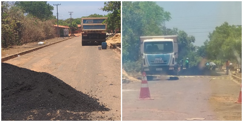 Caminhão do PAC é usado em obra de empresa privada em Nazária.