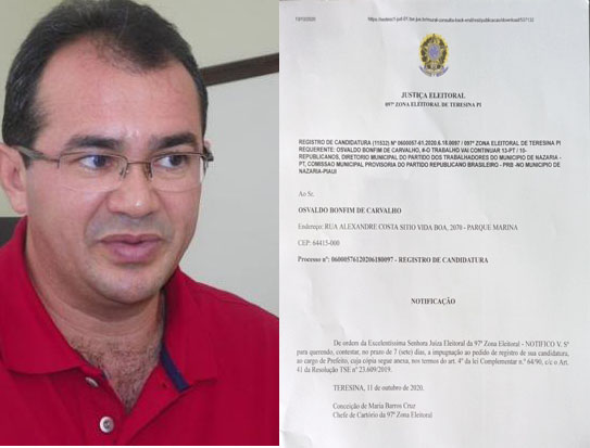 Notificação da Justiça Eleitoral. 