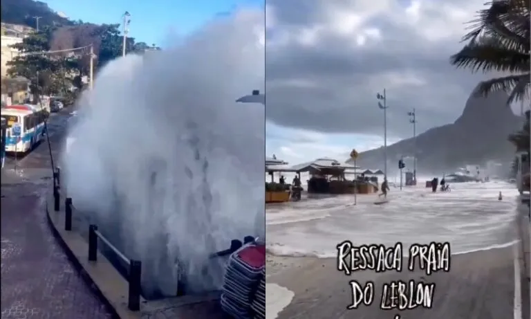 ‘Ressaca do mar’ invade orlas, arrasta ônibus e alaga garagens de prédios; veja vídeos