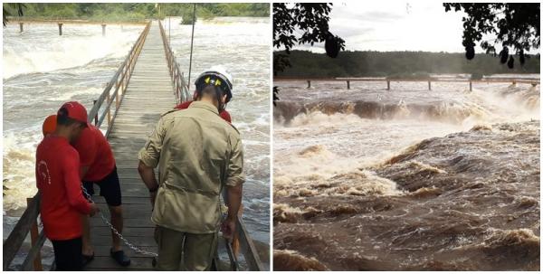 Bombeiros interditam passarela da Cachoeira do Urubu em Esperantina