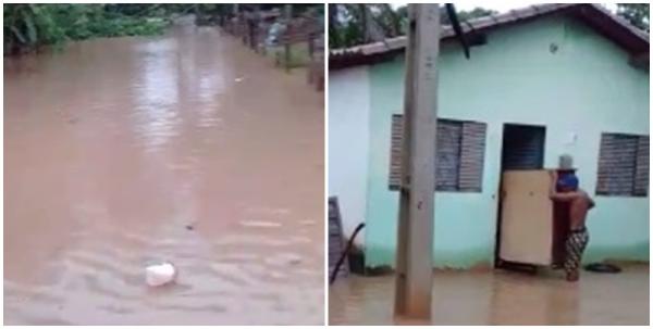 Rio transborda e alaga casas em Passagem Franca do Piauí